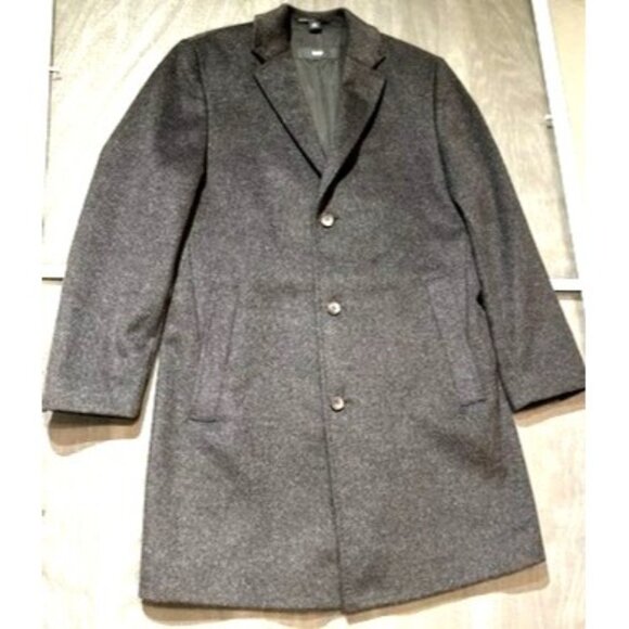 NEW Hugo Boss Men's Dark Grey Wool Cashmere Coat Size 40 R - Picture 1 of 16